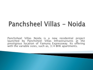 Panchsheel Villas Noida