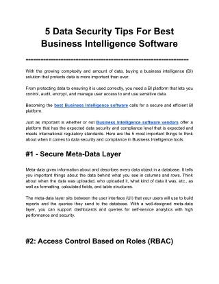 5 Data Security Tips For Best Business Intelligence Software