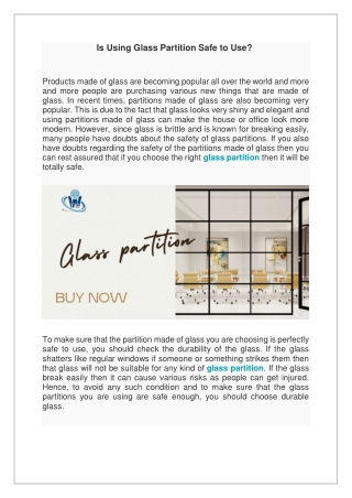 Is Using Glass Partition Safe to Use