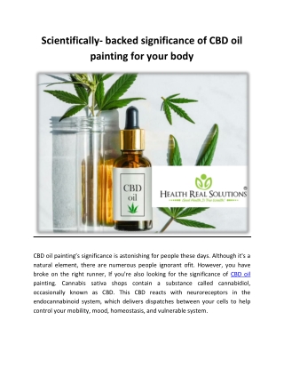 Scientifically- backed significance of CBD oil painting for your body