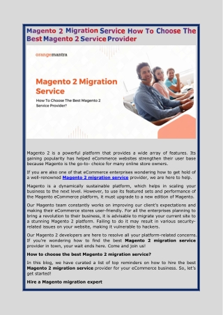 Magento 2 Migration Service How To Choose The Best Magento 2 Service Provider
