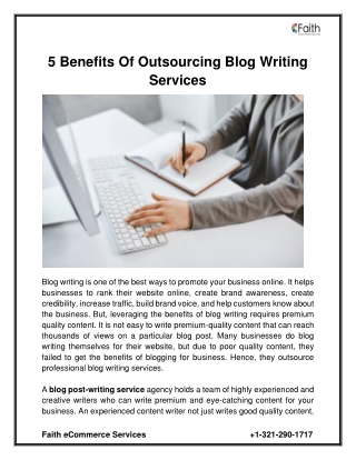 Benefits of Outsourcing Blog Writing Services