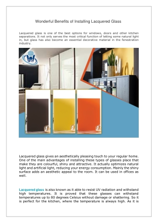 Wonderful Benefits of Installing Lacquered Glass