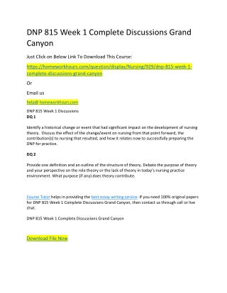 DNP 815 Week 1 Complete Discussions Grand Canyon