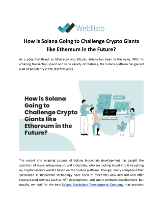 How is Solana Going to Challenge Crypto Giants like Ethereum in the Future?