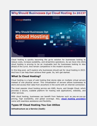 Why Should Businesses Opt Cloud Hosting In 2023