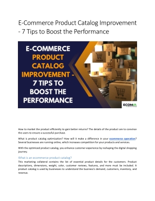 E-Commerce Product Catalog Improvements – 7 Tips to Boost the Performance