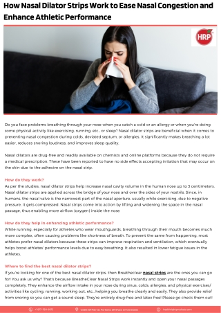 How Nasal Dilator Strips Work to Ease Nasal Congestion and Enhance Athletic Performance