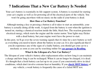 7 Indications That a New Car Battery Is