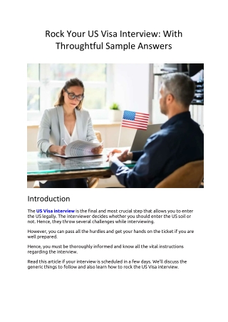 Rock Your US Visa Interview With Throughtful Sample Answers