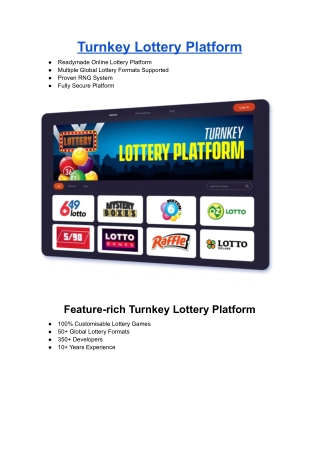 Turnkey Lottery Platform