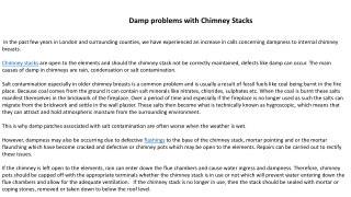 Damp problems with Chimney Stacks