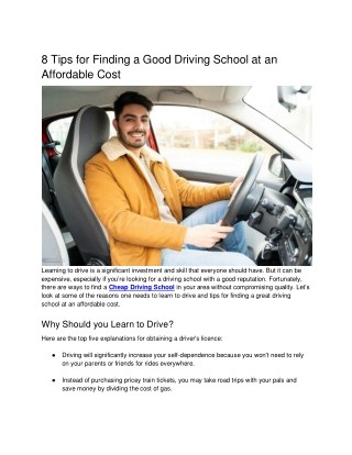 8 Tips for Finding a Good Driving School at an Affordable Cost