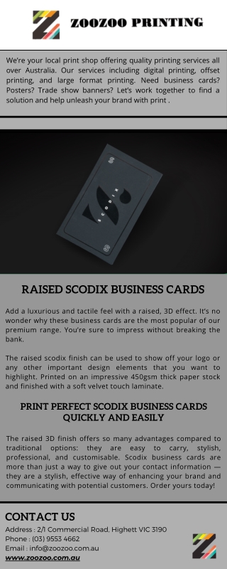 Create an Unforgettable Impression With Our Scodix Business Cards