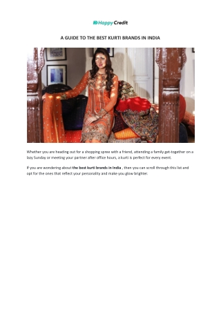A Perfect Guide To Buy Best Kurti From Top Brands in India - HappyCredit