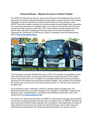 Amaravati Buses – Massive Success In Krishna Andhra Pradesh