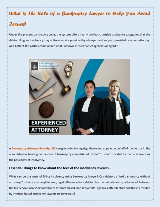 What is The Role of a Bankruptcy Lawyer to Help You Avoid Issues