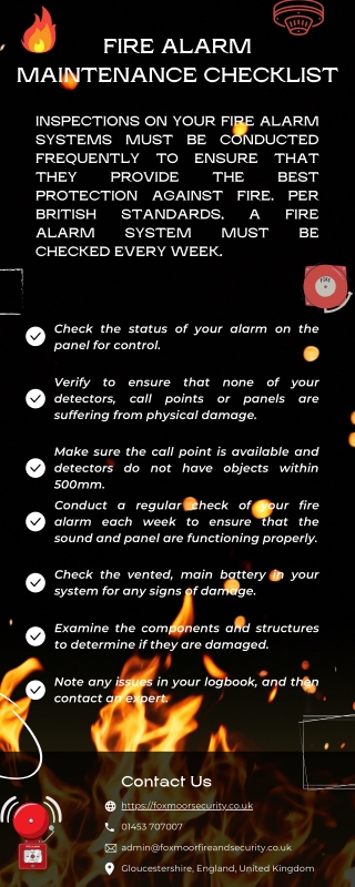 FIRE ALARM SYSTEM MAINTENANCE CHECKLIST