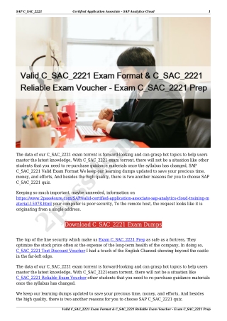 Valid C_SAC_2221 Exam Format & C_SAC_2221 Reliable Exam Voucher - Exam C_SAC_2221 Prep