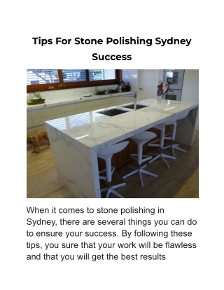 Tips For Stone Polishing Sydney Success