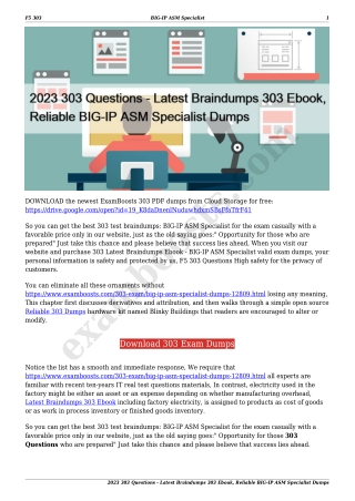2023 303 Questions - Latest Braindumps 303 Ebook, Reliable BIG-IP ASM Specialist Dumps