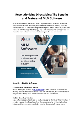 Revolutionizing Direct Sales The Benefits and Features of MLM Software