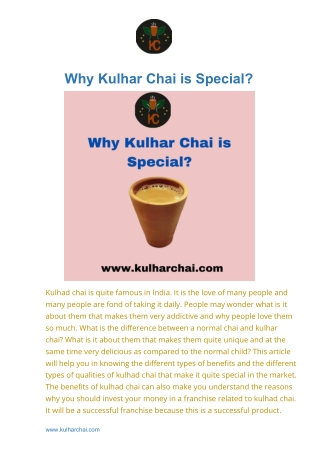 Why Kulhar Chai is Special