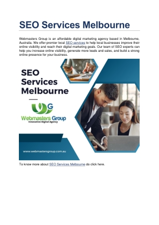 SEO Services Melbourne