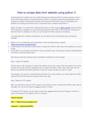 How to scrape data from website using python 3