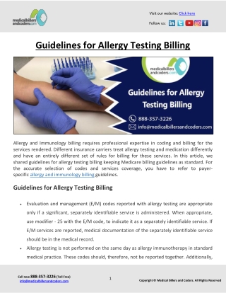 Guidelines for Allergy Testing Billing