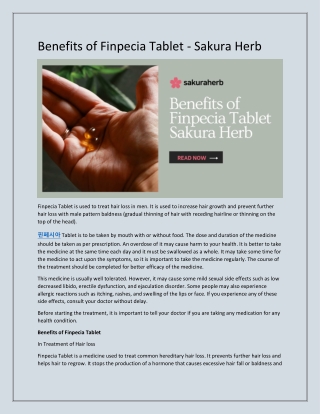 Benefits of Finpecia Tablet
