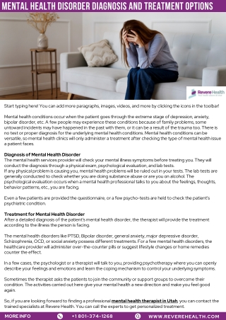 Mental Health Disorder Diagnosis and Treatment Options