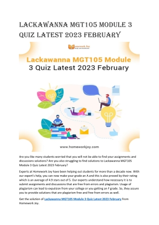 Lackawanna MGT105 Module 3 Quiz Latest 2023 February