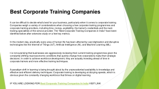 Best Corporate Training Companies