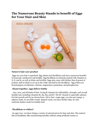 The Numerous Beauty Stands to benefit of Eggs for Your Hair and Skin