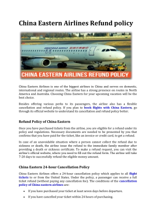 China Eastern Airlines Refund policy