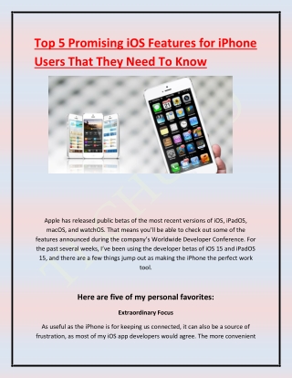 Top 5 Promising iOS Features for iPhone Users That They Need To Know