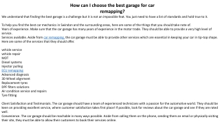 How can I choose the best garage for car remapping