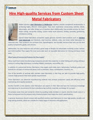 Hire High-quality Services from Custom Sheet Metal Fabricators