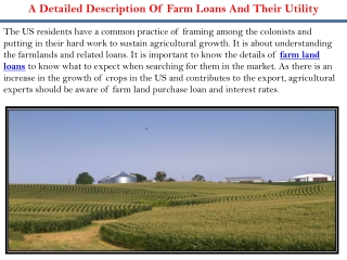 A Detailed Description Of Farm Loans And Their Utility
