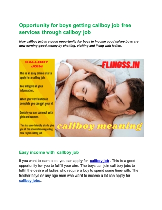 Opportunity for boys getting callboy job free services through callboy job