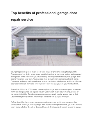 Top benefits of professional garage door repair service