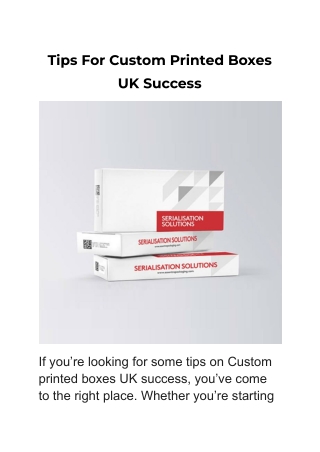 Tips For Custom Printed Boxes UK Success