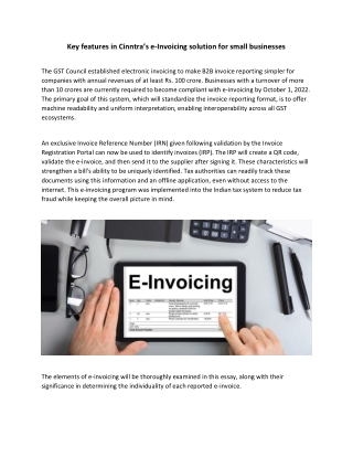 Key features in e-Invoicing solution for small businesses