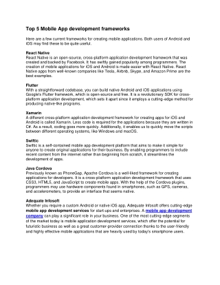 Top 5 Mobile App development frameworks