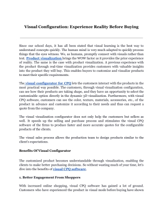 Visual Configuration Experience Reality Before Buying