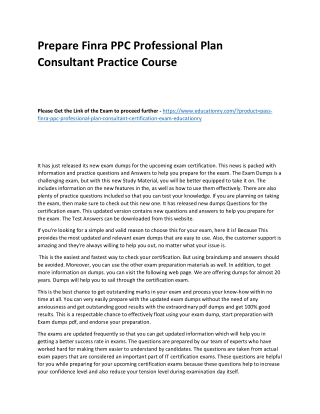 Finra PPC Professional Plan Consultant