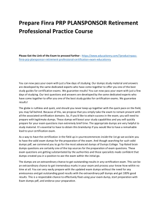 Finra PRP PLANSPONSOR Retirement Professional