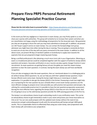 Finra PRPS Personal Retirement Planning Specialist