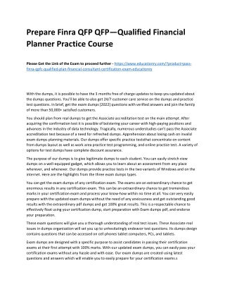 Finra QFP QFP—Qualified Financial Planner